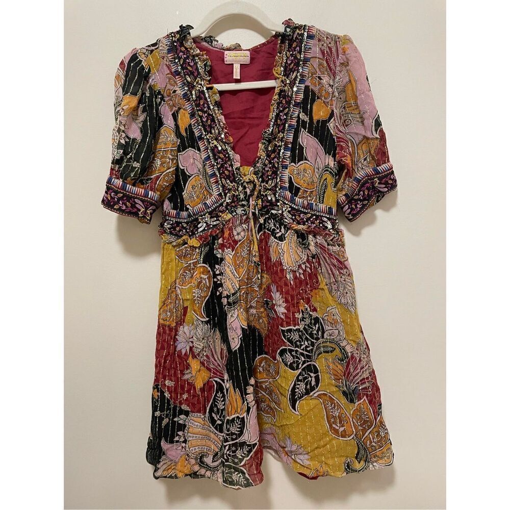 New Anthropologie x Verb Beaded Shimmer Mini Dress Size M - Picture 5 of 9